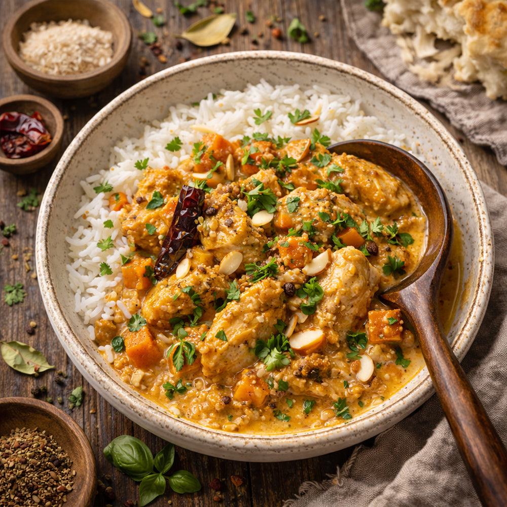 Creamy Coconut & Almond Chicken with Basmati Rice